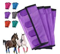 Breathable Mesh Horse Flyproof Leggings, Shoofly Leggings for Horses for Preventing Flies and Mosquitoes Bites, Mesh Horse Fly Boots Set of 4 for Hoof Damage & Leg Fatigue (Purple)