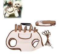 Breathable Multi-Function Pet Carrier Backpack, Adjustable Full-Body Harness with Traction Leash, Outdoor Walking & Travel with Safety Lock, for Small to Medium Dogs & Cats (Beige,Medium)