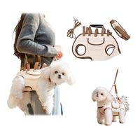 Breathable Multi-Function Pet Carrier Backpack - Adjustable Shoulder Sling,Keep Pets Out of Enclosed Spaces,Can Be Carried Or Taken for a Walk (White,Large)