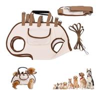 Breathable Multi-Function Pet Carrier Backpack, Portable Breathable Pet Carrier Sling for Dogs Cats, Adjustable Full-Body Harness Leash, Crossbody Car-Friendly Walking Travel (Beige,X-Large)