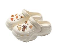 Breathable Platform Clogs for Women Men Unisex Slip on Comfortable Casual Shoes with Charm Accessories for Daily Wear All Seasons (White, 37)