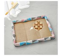 Breathable Rattan Cooling Pet Bed, 2025 Cooling Bed for Pets with Heat Resistant Rattan, Woven Breathable Square Washable Bed with Edge for Dogs Cats(#4,M: 41 * 50cm)