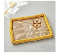 Breathable Rattan Cooling Pet Bed, 2025 Cooling Bed for Pets with Heat Resistant Rattan, Woven Breathable Square Washable Bed with Edge for Dogs Cats(#2,M: 41 * 50cm)