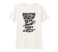 Breathe Dive Hunt Spearo Freedive Underwater Hunter Diver T-Shirt Haut de Gamme