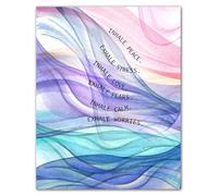 Breathe in Peaceful Waves Wall-Art - Calming Mindfulness Poster for Office, Room, Wellness Space, Serene Watercolor Trippy Decor for Mental Health(Unframed,08x12inch(20x30cm))