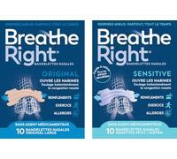 Breathe Right Bandelettes nasales Original Beiges 10 + Sensitive Transp. 10