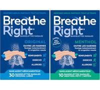 Breathe Right Bandelettes nasales Original Beiges 30 + Menthol Beiges 10