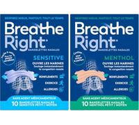 Breathe Right Bandelettes nasales Sensitive Transp. 10 + Menthol Beiges 10