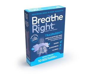 Breathe Right Cerottini Nasali Respira Bene Trasparenti Grandi, 10 cerottini