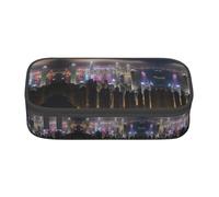 BREAUX Aerial Night of View Hong Kong Trousse à crayons unisexe polyvalente pour bureau, voyage ou maquillage