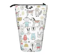 BREAUX Animal Rabbit Fox Dee Print Trousse à crayons rétractable verticale Portefeuille tendance Sac de rangement multifonction
