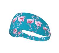 BREAUX Bandeau de sport avec imprimé flamants roses tropicaux - Bandeau large et extensible - Unisexe - Style décontracté - Noir
