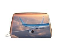 BREAUX Beautiful Sky Trousse de maquillage portable en cuir avec imprimé avion Taille S, blanc, One Size