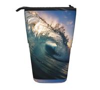 BREAUX Belle trousse télescopique avec imprimé vagues de l'océan, convient pour les crayons, le maquillage, le rangement et le portefeuille
