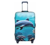 BREAUX Belle Valise de protection pour valise à roulettes Motif dauphins du monde sous-marin, blanc, X-Large
