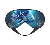 BREAUX Blue Ocean Masque pour les yeux double face avec imprimé poisson sous-marin, masque occultant pour les yeux toute la nuit pour homme et femme