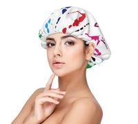 BREAUX Bonnet de nuit abstrait avec éclaboussures de peinture pour homme et femme - Bonnet de nuit en satin doux avec bande élastique - Noir, noir, taille unique