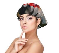 BREAUX Bonnet de nuit en satin doux avec bande élastique - Motif coccinelle - Pour homme et femme - Noir, noir, taille unique