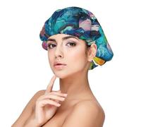 BREAUX Bonnet de sommeil en satin doux avec bande élastique pour femme et homme - Motif méduse colorée - Noir, noir, taille unique