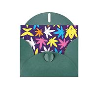 BREAUX Carte de vœux de Noël et de Nouvel An avec motif de mauvaises herbes colorées et colorées, enveloppe vierge, luxueuse carte de vœux de Noël et de Nouvel An