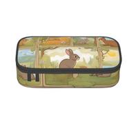 BREAUX Cartoon Cute Animals Rabbit Printed Large Capacity Cosmetic Bag, Toiletries Bag Stationery Organizer., Black, BD004, Noir, Taille unique, Floral, Noir , Taille unique, Motif floral