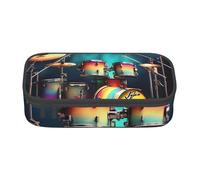 BREAUX Cool Drums Set Trousse à cosmétiques de grande capacité imprimée, trousse de toilette, organisateur de papeterie, noir, taille unique, floral, Noir , Taille unique, Motif floral