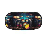 BREAUX Cool Drums Trousse à crayons en tissu Oxford 300D avec fermeture éclair à double tête pour cosmétiques et organiseur