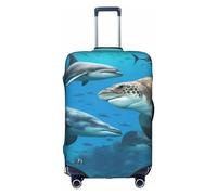 BREAUX Dauphins Sea Turtle Shark Poulpe Coral Reef Print Bagages Cover Bagage Cover Trolley Travel Case, blanc, XL