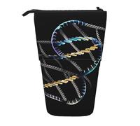 BREAUX DNA Chain Photoes Print Trousse à crayons rétractable verticale Portefeuille tendance Sac de rangement multifonction
