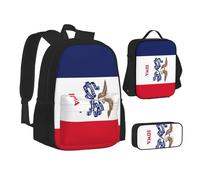BREAUX Ensemble sac à dos de voyage imprimé drapeau de l'Iowa, sac à dos + boîte de rangement + sac à déjeuner