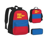 BREAUX Ensemble sac à dos de voyage imprimé drapeau mongol + boîte de rangement + sac à déjeuner