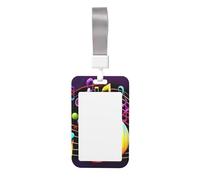 BREAUX Étui de protection avec impression de notes de musique colorées, étui pour badge, étui rigide vertical, porte-badge