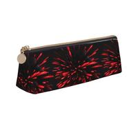 BREAUX Explosion Burst Sac de rangement triangulaire en cuir imprimé rouge et noir, convient pour les voyages et le rangement de cosmétiques