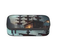BREAUX Fantasy Pirate Ship Imprimé Grande Capacité Cosmétique Trousse de Toilette Papeterie Organisateur, Noir, BD004, Noir, Taille unique, Floral, Noir , Taille unique, Motif floral