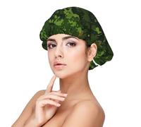 BREAUX Green Army Digital Camouflage Bonnet de protection des cheveux Bonnet de sommeil pour femme et homme Bonnet de sommeil en satin doux avec bande élastique, noir, taille unique
