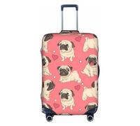 BREAUX Housse de protection avec fermeture éclair pour bagage, motif carlin, chiot, drôle de dessin animé, blanc, Large
