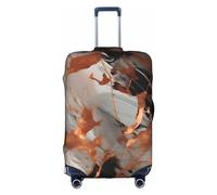 BREAUX Housse de protection pour bagage à roulettes, texture marbrée et cuivre, blanc, S