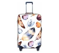 BREAUX Housse de protection pour bagage avec impression de plumes de paon colorées, blanc, L
