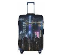 BREAUX Housse de protection pour bagages avec fermeture éclair Motif nuit de vue aérienne Hong Kong, blanc, X-Large