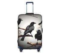 BREAUX Housse de protection pour valise à roulettes Motif Corbeau noir sur une branche Motif unique double face, blanc, X-Large