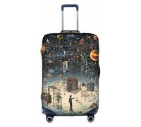 BREAUX Housse de protection pour valise à roulettes Motif imprimé physique double face, blanc, Small