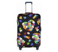 BREAUX Housses de protection pour bagages avec fermeture éclair - Motif puzzle - Pour sensibilisation à l'autisme, blanc, Medium