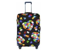 BREAUX Housses de protection pour bagages avec fermeture éclair - Motif puzzle - Pour sensibilisation à l'autisme, blanc, Small