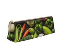 BREAUX Présentation de divers sacs de rangement triangulaires en cuir imprimé légumes, adapté pour le voyage et le rangement de cosmétiques
