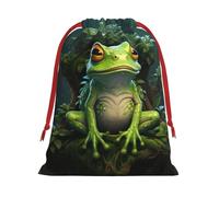 BREAUX Sac cadeau réutilisable avec cordon de serrage Motif grenouille de la paix
