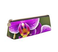 BREAUX Sac de rangement triangulaire en cuir avec imprimé fleur d'orchidée, adapté pour le voyage et le rangement de cosmétiques