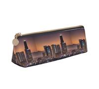 BREAUX Sac de rangement triangulaire en cuir avec imprimé Los Angeles Skyline - Convient pour les voyages et le rangement de cosmétiques