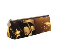 BREAUX Sac de rangement triangulaire en cuir avec note de musique dorée avec étoile brillante tombée, convient pour le voyage et le rangement de cosmétiques