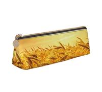 BREAUX Sac de rangement triangulaire en cuir imprimé champ de blé, adapté pour le voyage et le rangement de cosmétiques