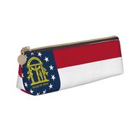 BREAUX Sac de rangement triangulaire en cuir imprimé drapeau de Géorgie, adapté pour le voyage et le rangement de cosmétiques